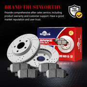 Front & Rear Drilled Slotted Rotors and Ceramic Disc Brake Pads Kit for Buick Allure Lacrosse 2005 2006 2007/ Allure Lacrosse 2008-2009 Excl Super, for Pontiac Grand Prix 2005-2008 Excl Gxp