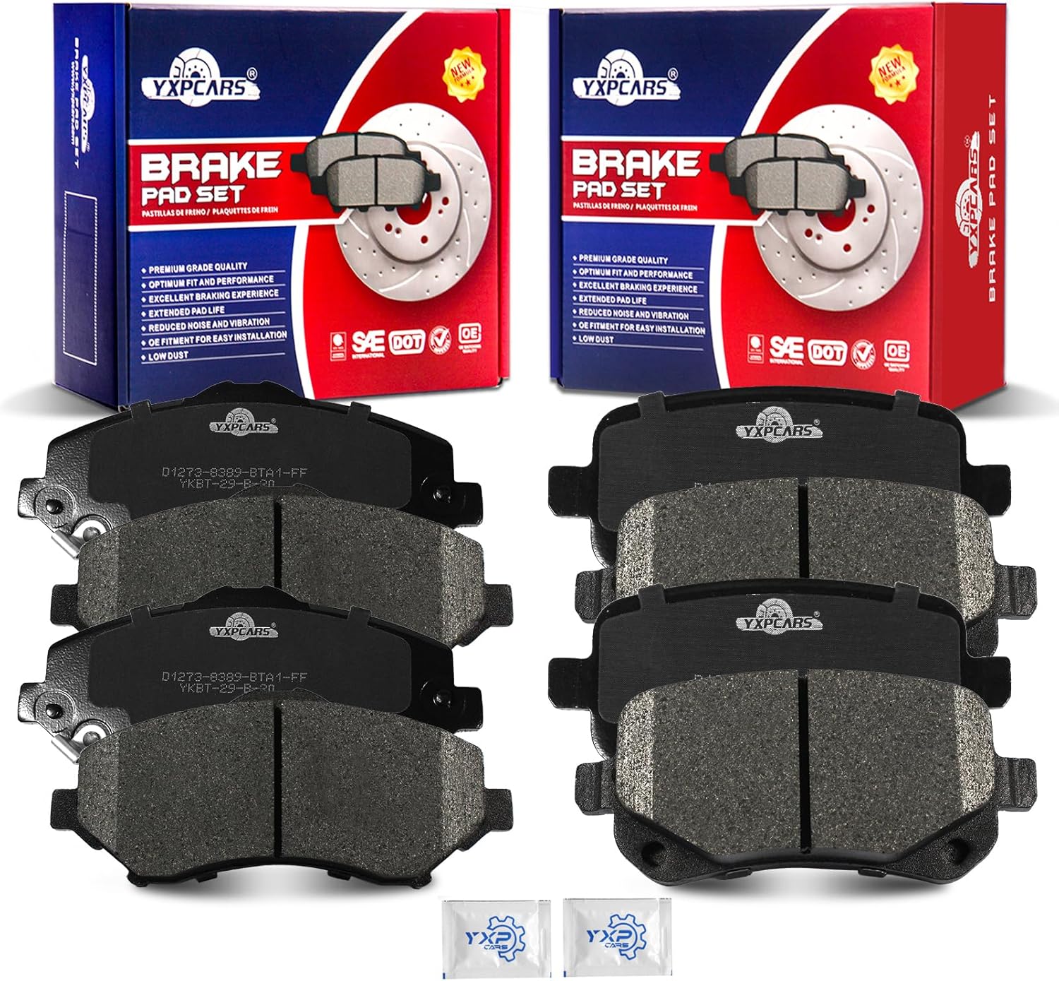 Front and Rear Ceramic Disc Brake Pads Set Replacement for D-o-d-g-e Grand Caravan 2008 2009 2010 2011 2012, Journey Routan 2009-2012, for Town & Country 2008-2011