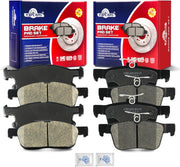 Ceramic Disc Brake Pads Set Front and Rear Replacement for Ford Fusion 2017 2018 2019 Sport, for Lincoln Continental 2017-2020/ Mkz 2017-2020 3.0L
