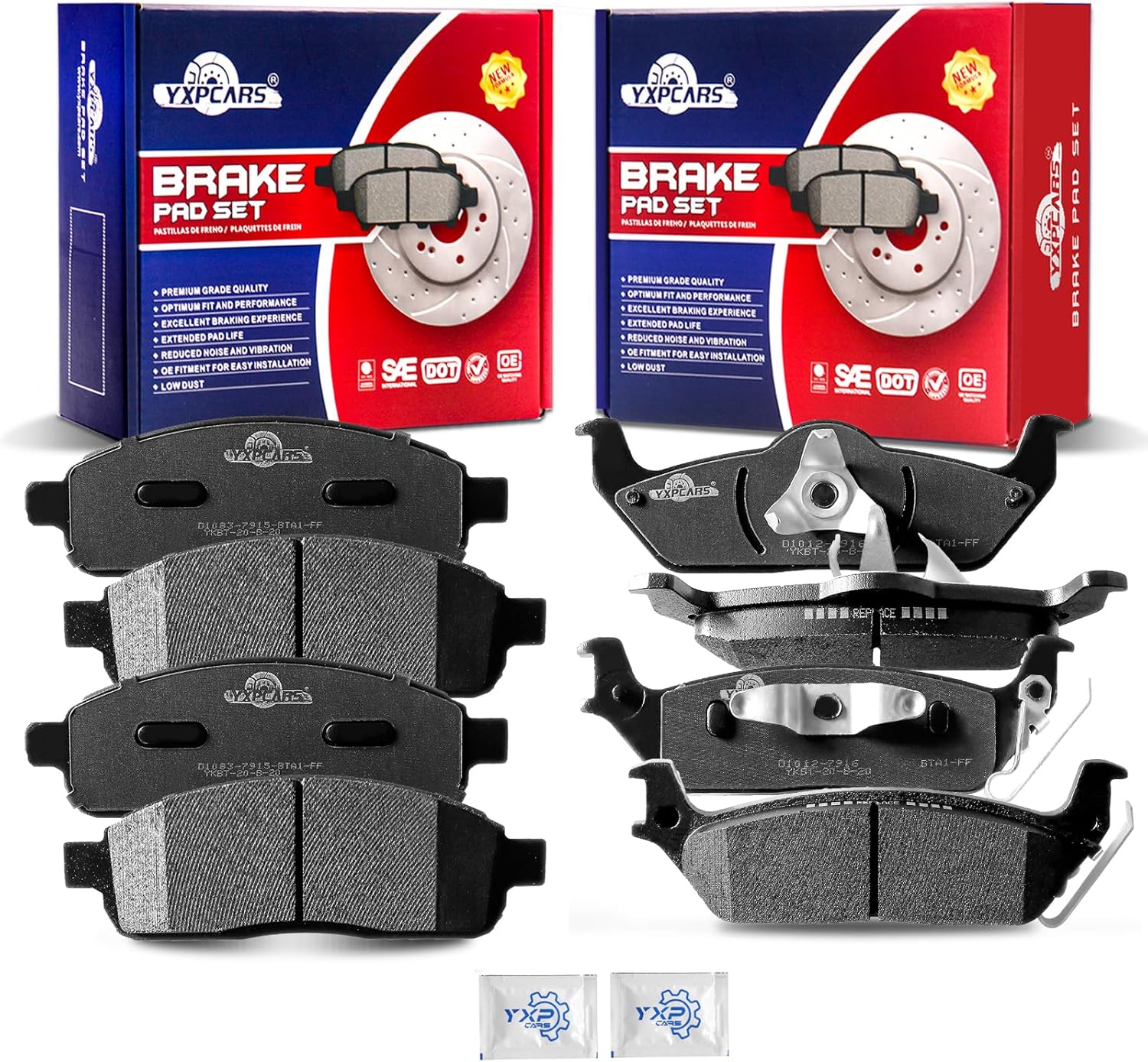 Front and Rear Ceramic Disc Brake Pads Set Replacement for Ford F-150 2004 2005 2006 2007 2008 2009, for Lincoln Mark Lt 2006-2008
