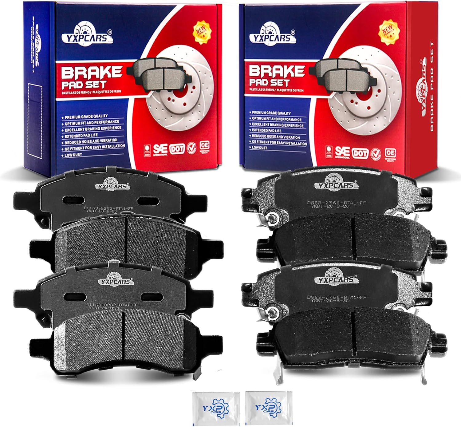 Front and Rear Ceramic Disc Brake Pads Set for Bui-ck Enclave/Rainier, Chevy Ssr Trailblazer Ext/Traverse, for Gmc Acadia Limited Envoy Xl, Isuzu Ascender, Saab 9-7X, Saturn Outlook