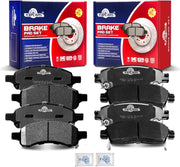 Front and Rear Ceramic Disc Brake Pads Set for Bui-ck Enclave/Rainier, Chevy Ssr Trailblazer Ext/Traverse, for Gmc Acadia Limited Envoy Xl, Isuzu Ascender, Saab 9-7X, Saturn Outlook