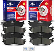 Ceramic Disc Brake Pads Set Front and Rear Replacement for Dodge Ram 4000 2005-2008, for Dodge Ram 2500/3500 2003 2004 2005 2006 2007 2008, for Dodge Ram 1500 2006-2008 8 Lug