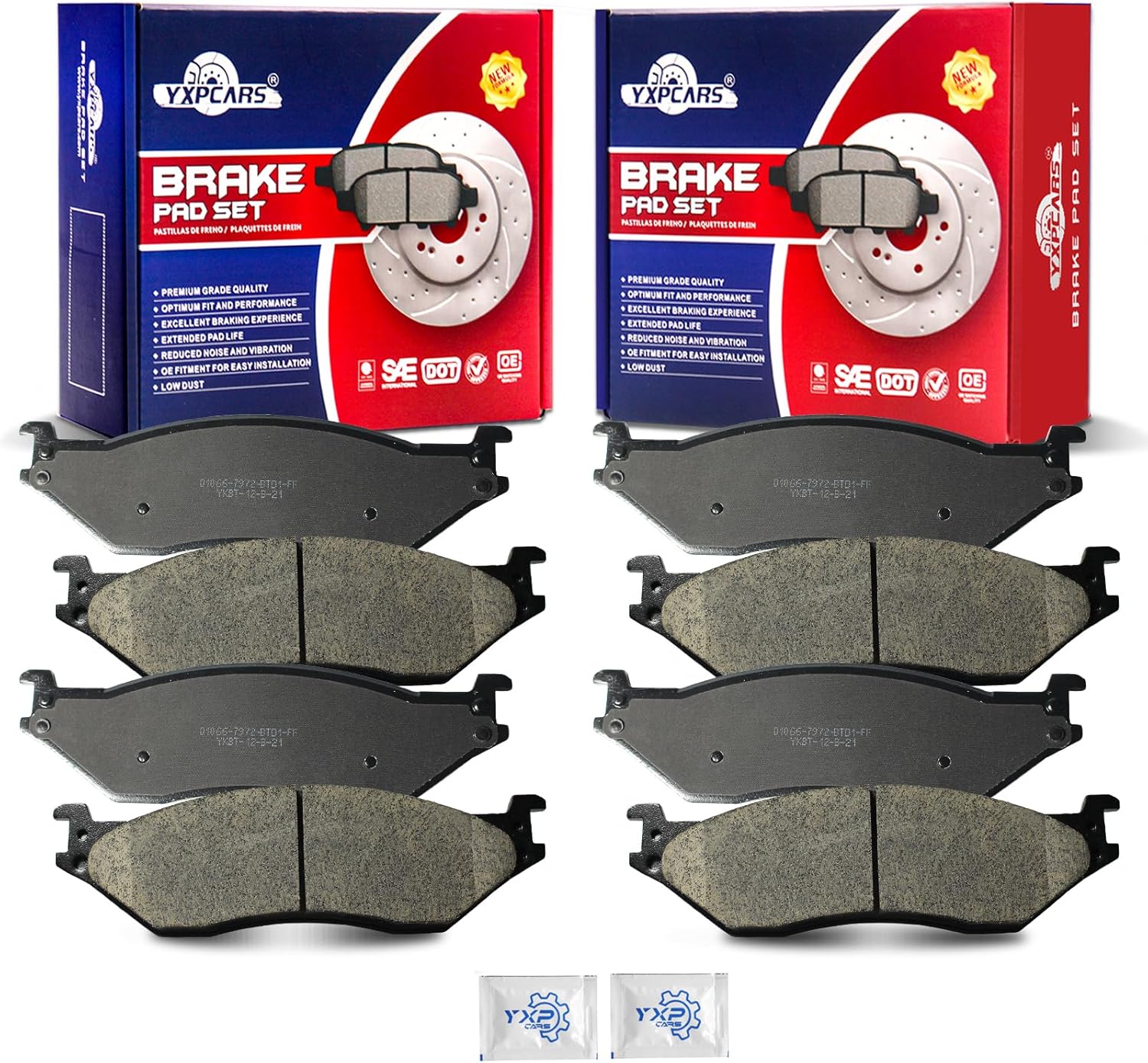 Ceramic Disc Brake Pads Set Front and Rear for Ford F-59 Commercial Stripped Chassis 2015-2021, for Ic Corporation Ac Commercial Bus 2012 2013 2014 2015 2016/ Corporation Ae School Bus 2015
