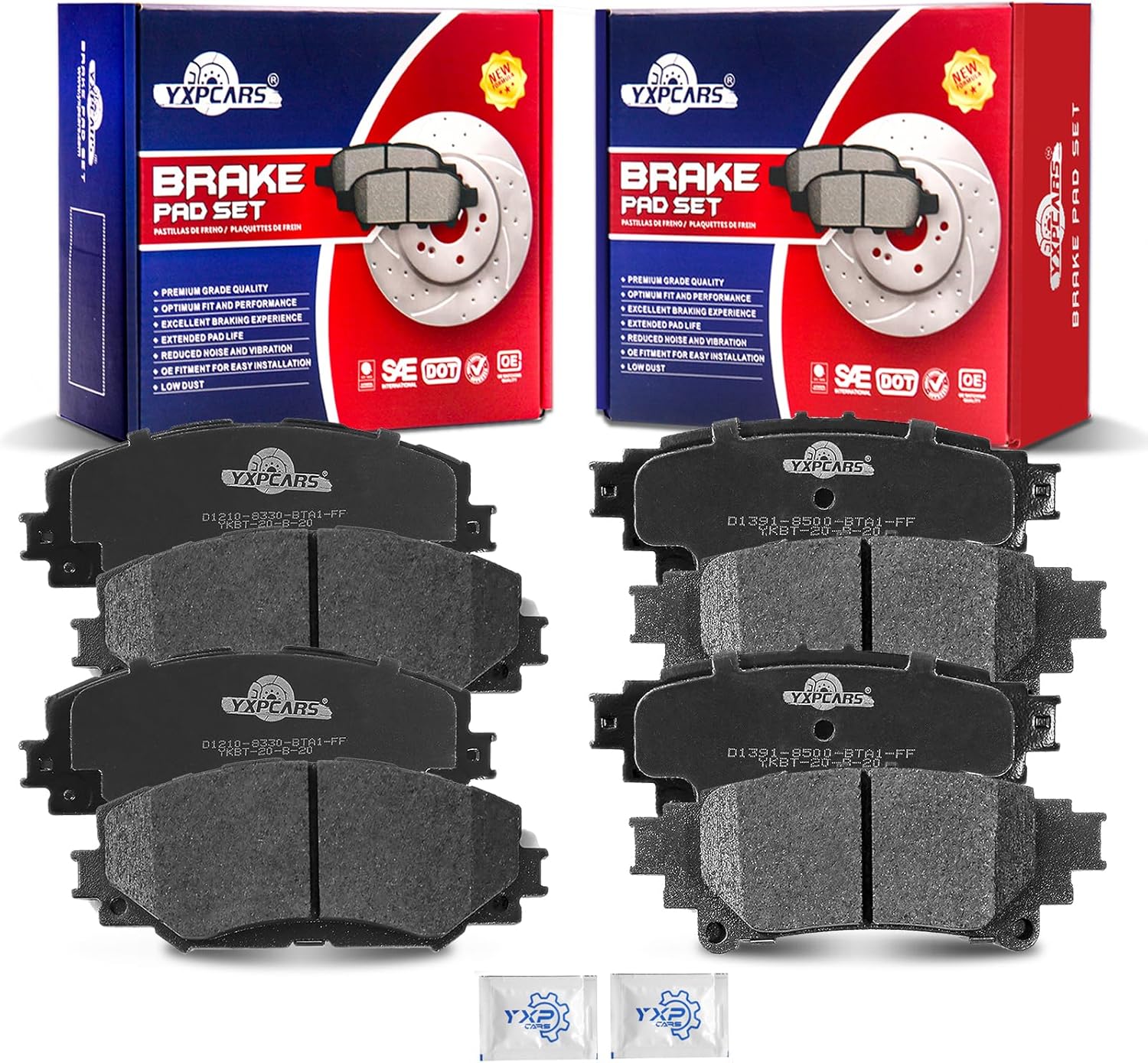 Front and Rear Ceramic Disc Brake Pads Set Replacement for Toyota Prius V 2012 2013 2014 2015 2016 2017 2018