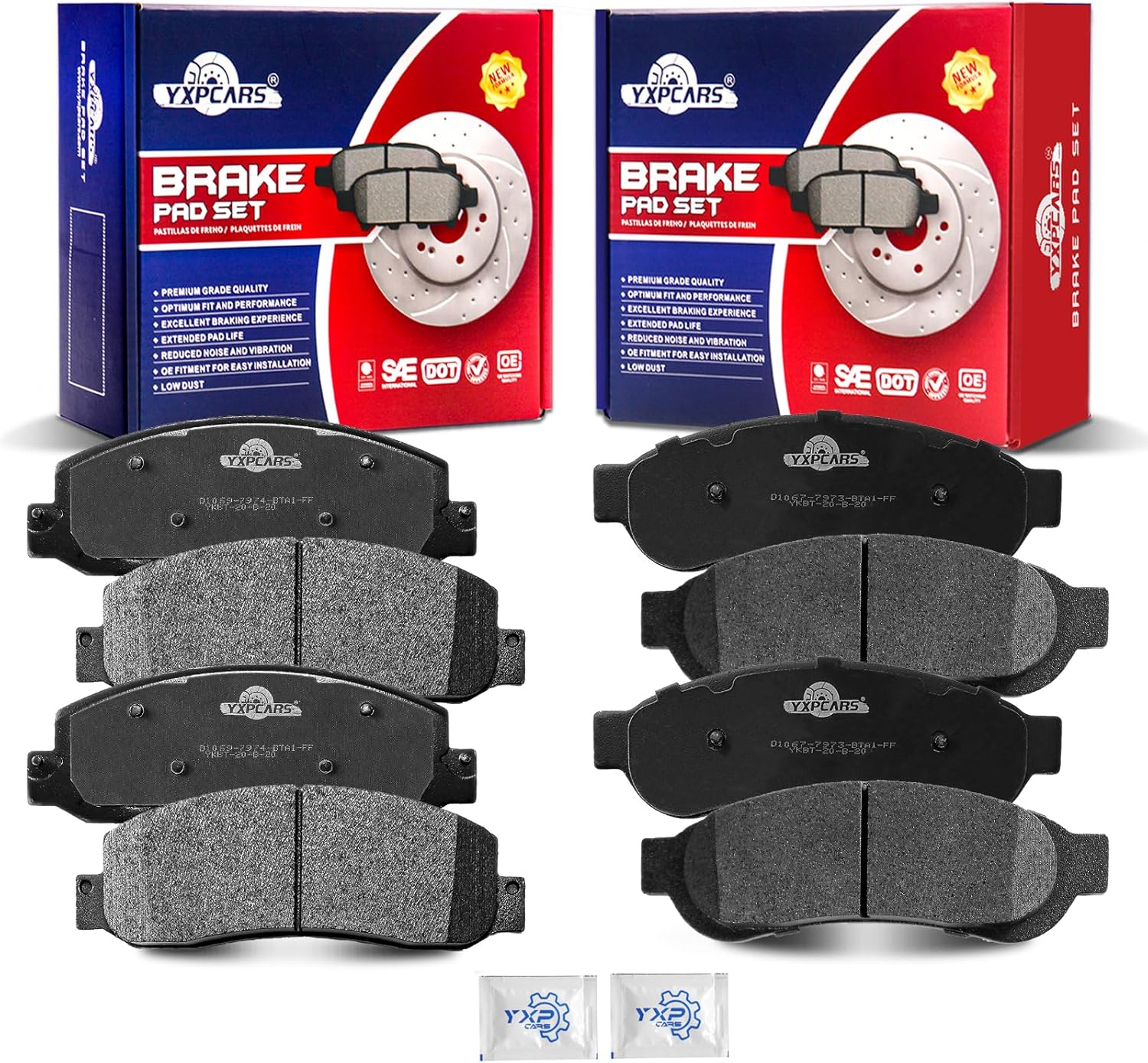 Front and Rear Ceramic Disc Brake Pads Set Replacement for Ford F-250 Super Duty 2005 2006 2007 2008 2009 2010 2011 2012, for F-350 Super Duty 2005-2012