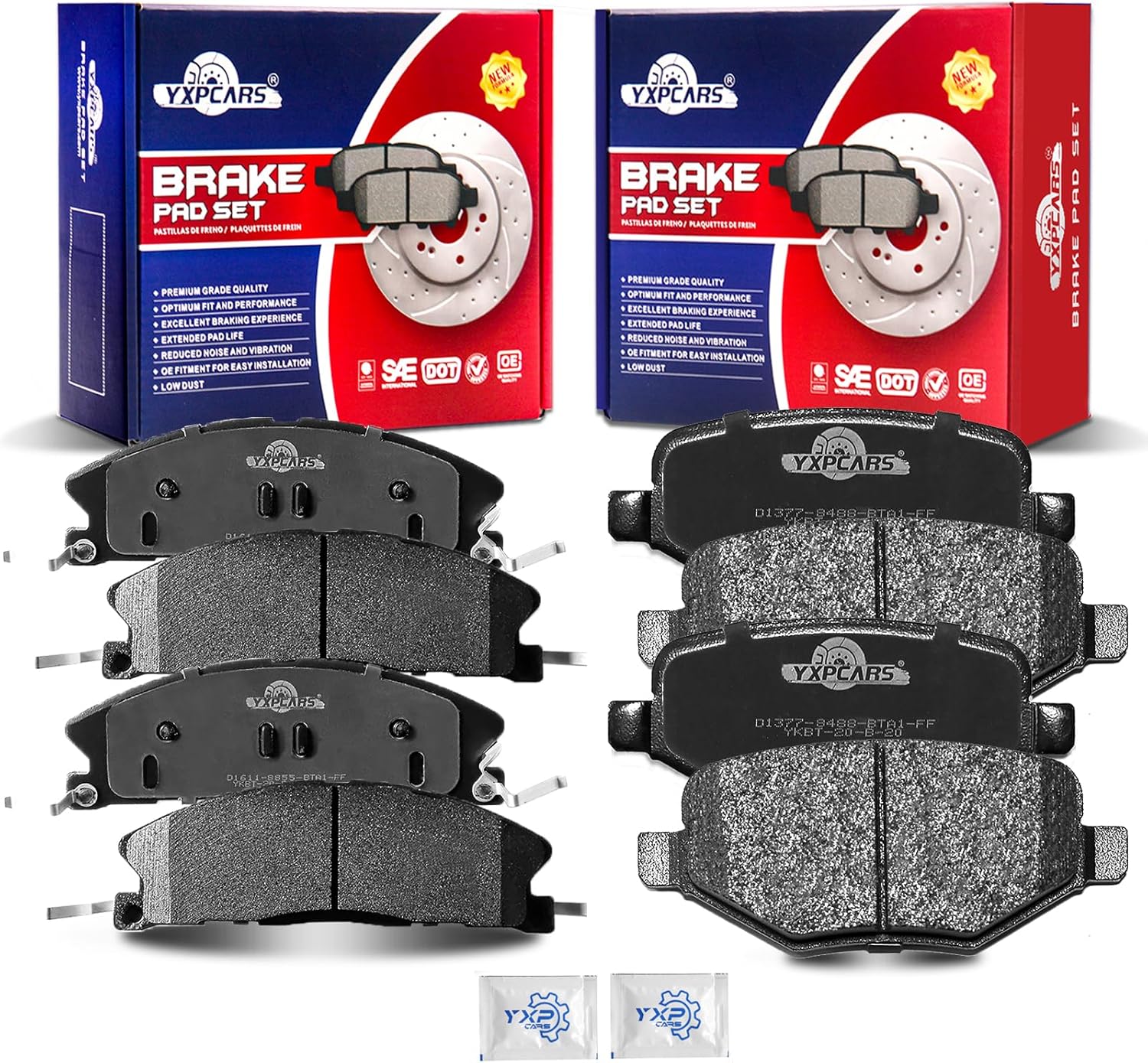 Ceramic Disc Brake Pads Set Front and Rear for Ford Explorer/Flex/Police Interceptor Utility/Taurus, for Lincoln Mks 2013 2014 2015 2016/ Mkt 2017 2018 2019 with Vented Rear Rotors