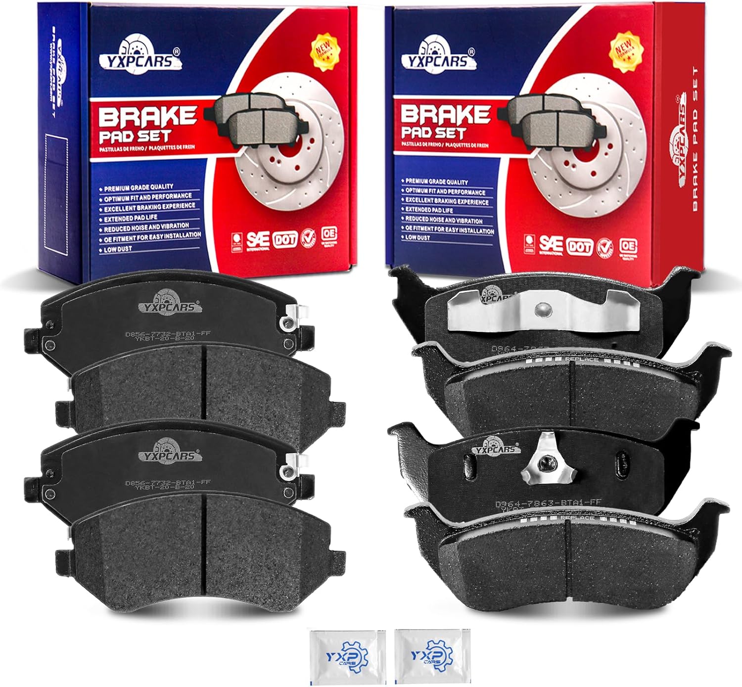 Front and Rear Ceramic Disc Brake Pads Set Replacement for Jeep Liberty 2003 2004 2005 2006 2007
