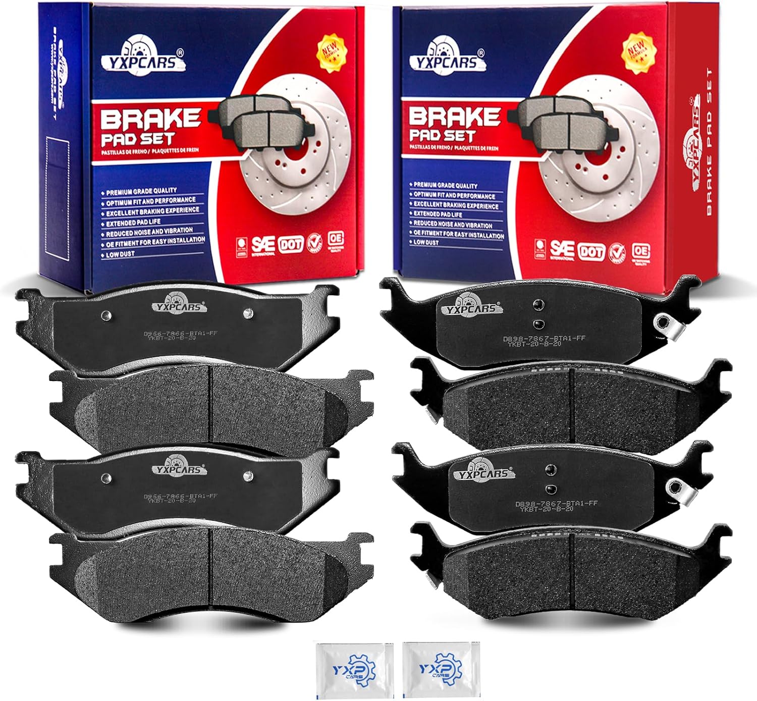 Front and Rear Ceramic Disc Brake Pads Set Replacement for Dodge Durango 2004 2005 2006, for Dodge Ram 1500 2002-2005 2Wd/4Wd Excluding Srt-10