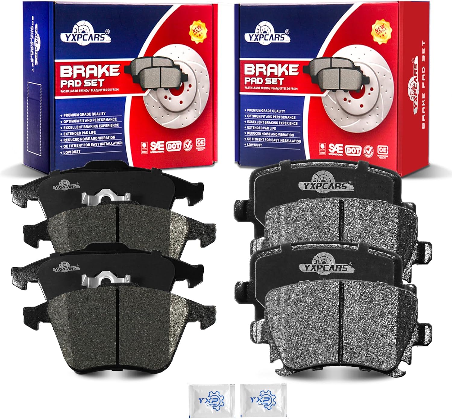 Front and Rear Ceramic Disc Brake Pads Set Replacement for Audi A4/A4 Quattro/A6 Quattro 2005-2009, A6 2006 2007 2008 2009 2011