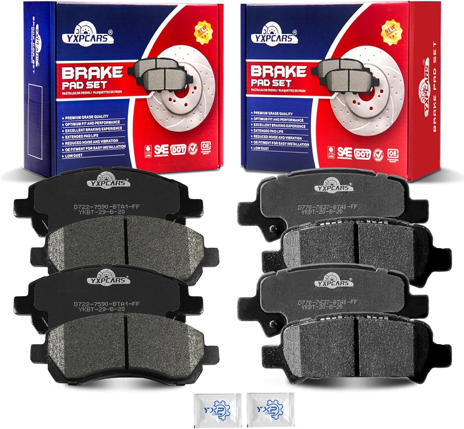 Front and Rear Ceramic Disc Brake Pads Set Replacement for Subaru Impreza 1999 2000 2001 with 2.2L 4 Wheel Disc Brakes