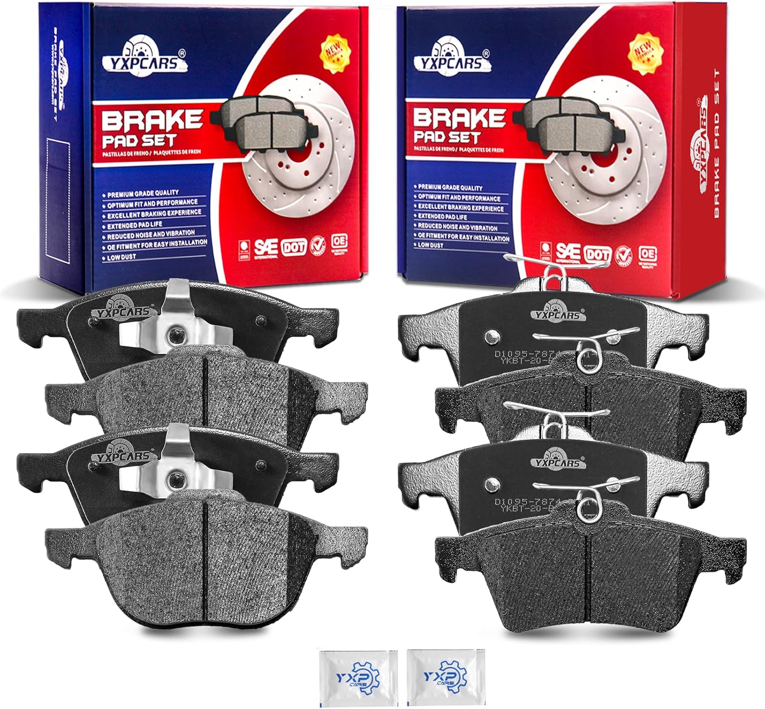 Front and Rear Ceramic Disc Brake Pads Set Replacement for For-d Escape/Focus/Transit Connect,for Maz-da 3 Sport/ 5, for Vol-vo C30/C70/S40/V50