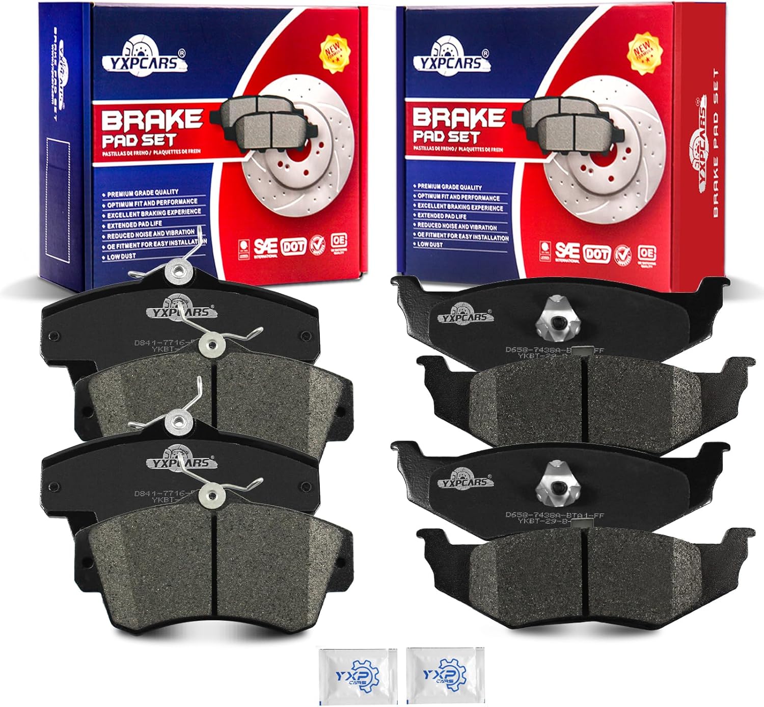 Front and Rear Ceramic Disc Brake Pads Set Replacement for Dodge Neon 2003-2005, for Chrysler Pt Cruiser 2001 2002 2003 2004 2005 2006 2007 2008 2009 2010