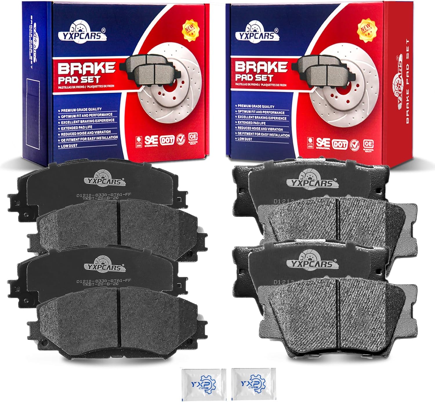 Front and Rear Ceramic Disc Brake Pads Set Replacement for 2010 2011 2012 Lexus Hs250h 2013-2018 Rav4 Le 2006-2012 Rav4 2.4L & 2.5L Engines Without 3rd Row Seats