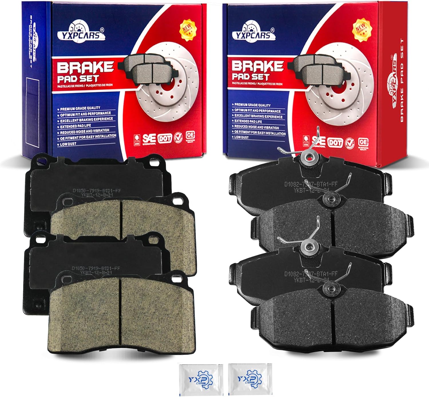 Front and Rear Ceramic Disc Brake Pads Set Replacement for Ford Mustang Shelby Gt500/Shelby Gt500Kr 2008-2009, Mustang Shelby Gt500 2007 2010-2011