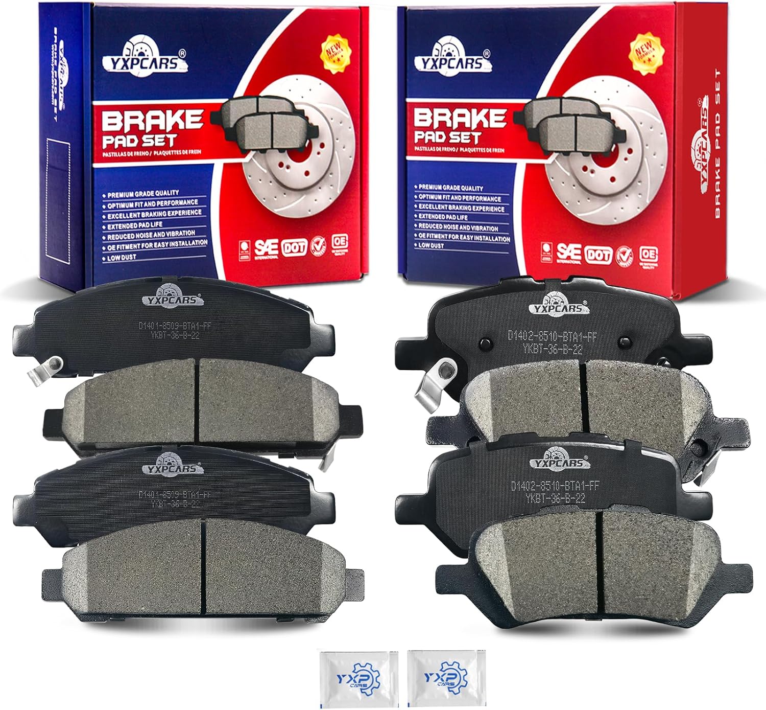 Ceramic Disc Brake Pads Set Front and Rear Replacement for Toyota Venza 2009 2010 2011 2012 2013 2014 2015 2016