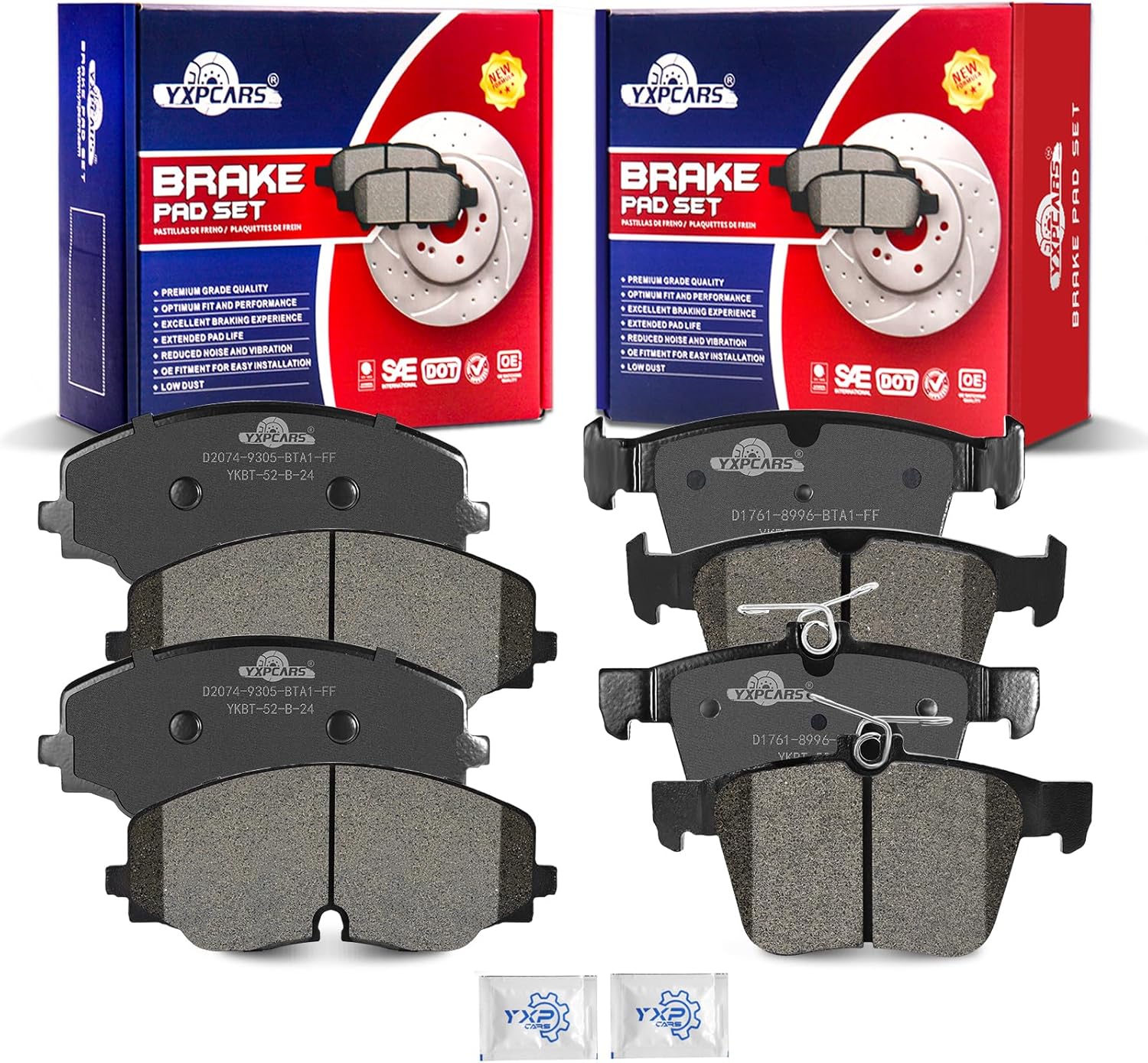 Ceramic Disc Brake Pads Set Front and Rear Replacement for Volkswagen Atlas Cross Sport 2020-2022/ Atlas 2018 - 2022
