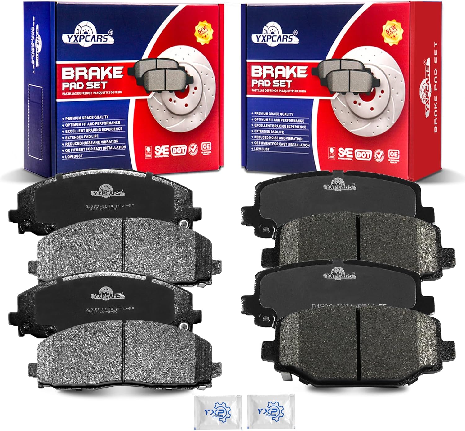 Front and Rear Ceramic Disc Brake Pads Set Replacement for 2012-2020 Grand Caravan/Journey, 2012-2016 Chrysler Town & Country, 2012-2015 Ram C/V, for Volk-swa-gen Routan 2012 2014