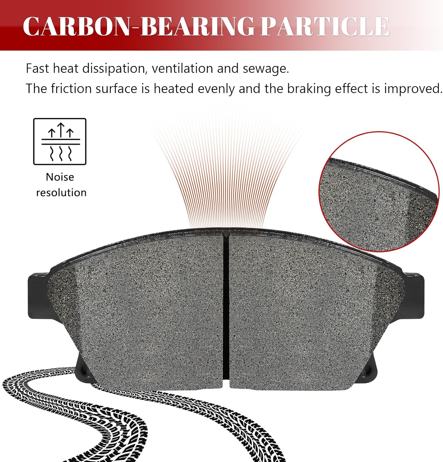 Ceramic Disc Brake Pads Set Front and Rear for Cadillac Ats 2013-2018