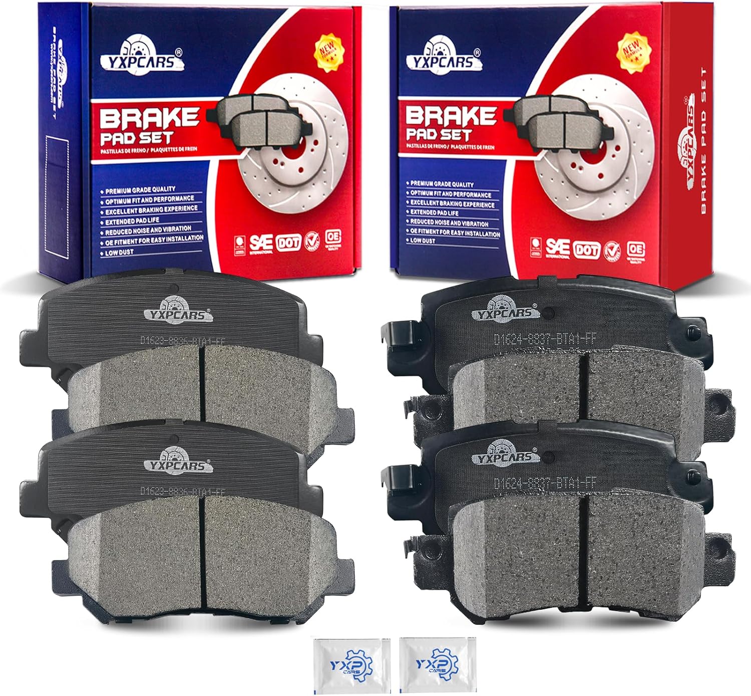 Ceramic Disc Brake Pads Set Front and Rear Replacement for Mazda Cx-5 2013-2014 / Cx-5 2015 With Manual Parking Brake