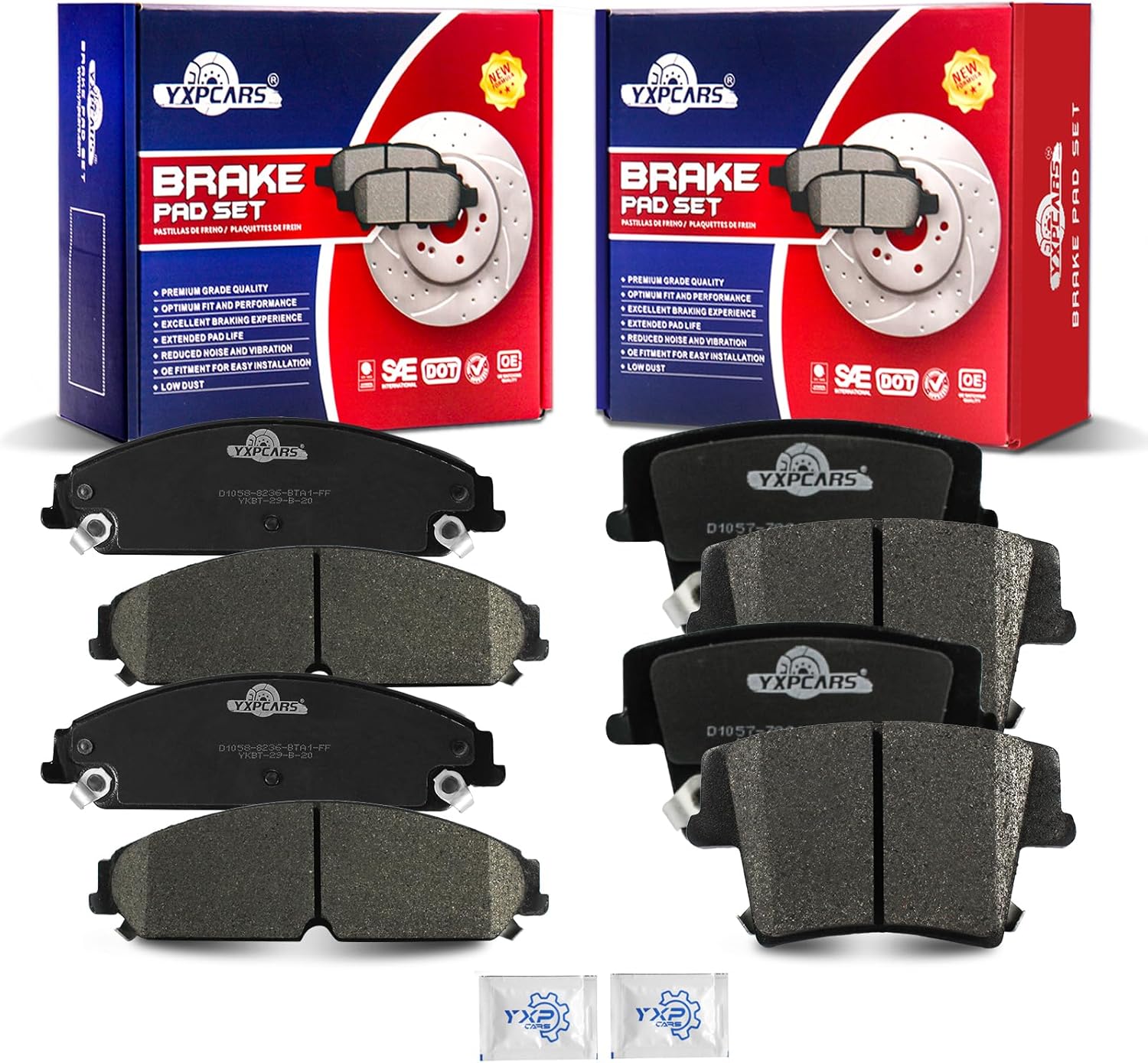 Front and Rear Ceramic Disc Brake Pads Set Replacement for Dodge Magnum 2005-2008/ Avenger 2014/ Charger 2006 2007 2008 2009 2010 2011 2012 2013 2014 2015 20016 2017 2018 2019 2020
