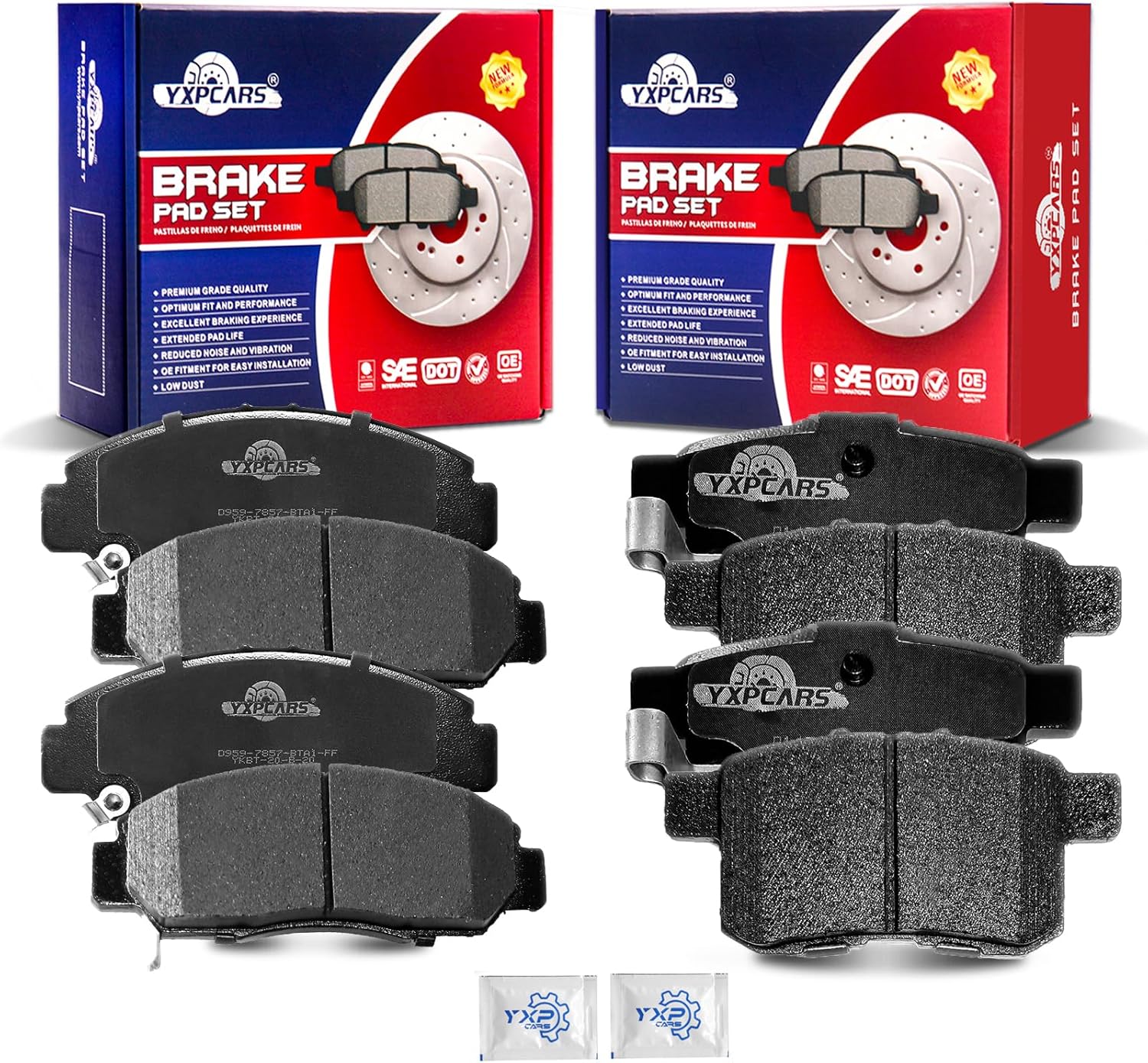 Ceramic Disc Brake Pads Set Front and Rear Replacement for Acura Tsx 2009 2010 2011 2012 2013 2014, Honda Accord 2008-2012 Ex/Ex-L