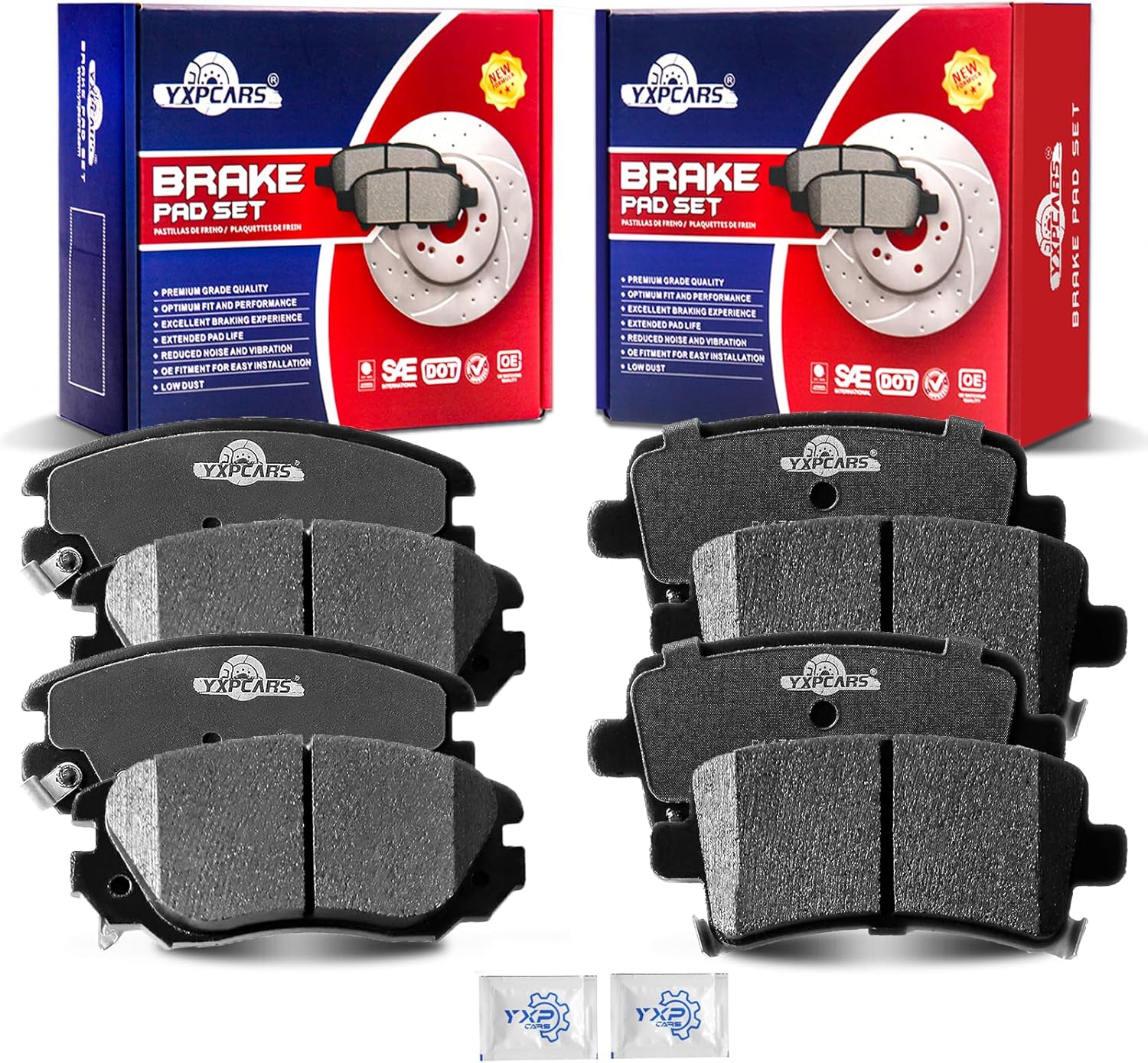 Front and Rear Ceramic Disc Brake Pads Set Replacement for 2011 Saab 9-5 2010 Buick Allure 2010-2016 Buick Lacrosse 2011-2017 Buick Regal 2014-2020 Chevy Impala 2013-2015 Malibu