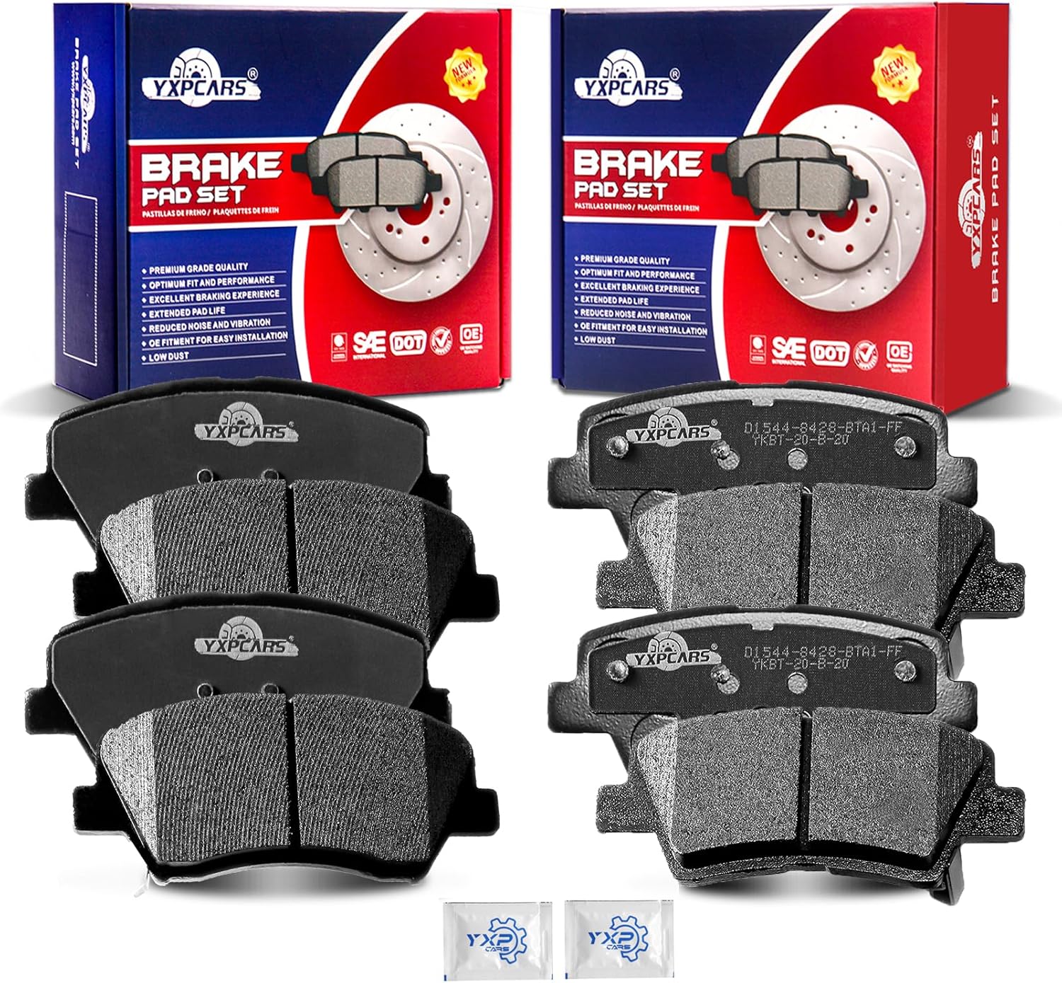 Front and Rear Ceramic Disc Brake Pads Set Replacement for Hyundai Velos-ter Elantra Coupe/Gt, 2014 2015 2016 Kia Forte/Forte Koup/Forte5