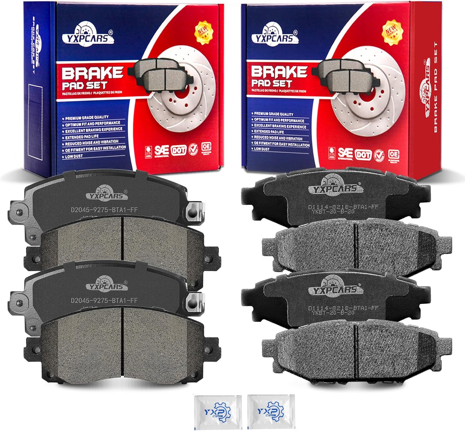 Ceramic Disc Brake Pads Set Front and Rear Replacement for Subaru Crosstrek 2018/ Crosstrek 2020 2021 2022 With MPB/Crosstrek 2019 Gas/Impreza 2017-2022