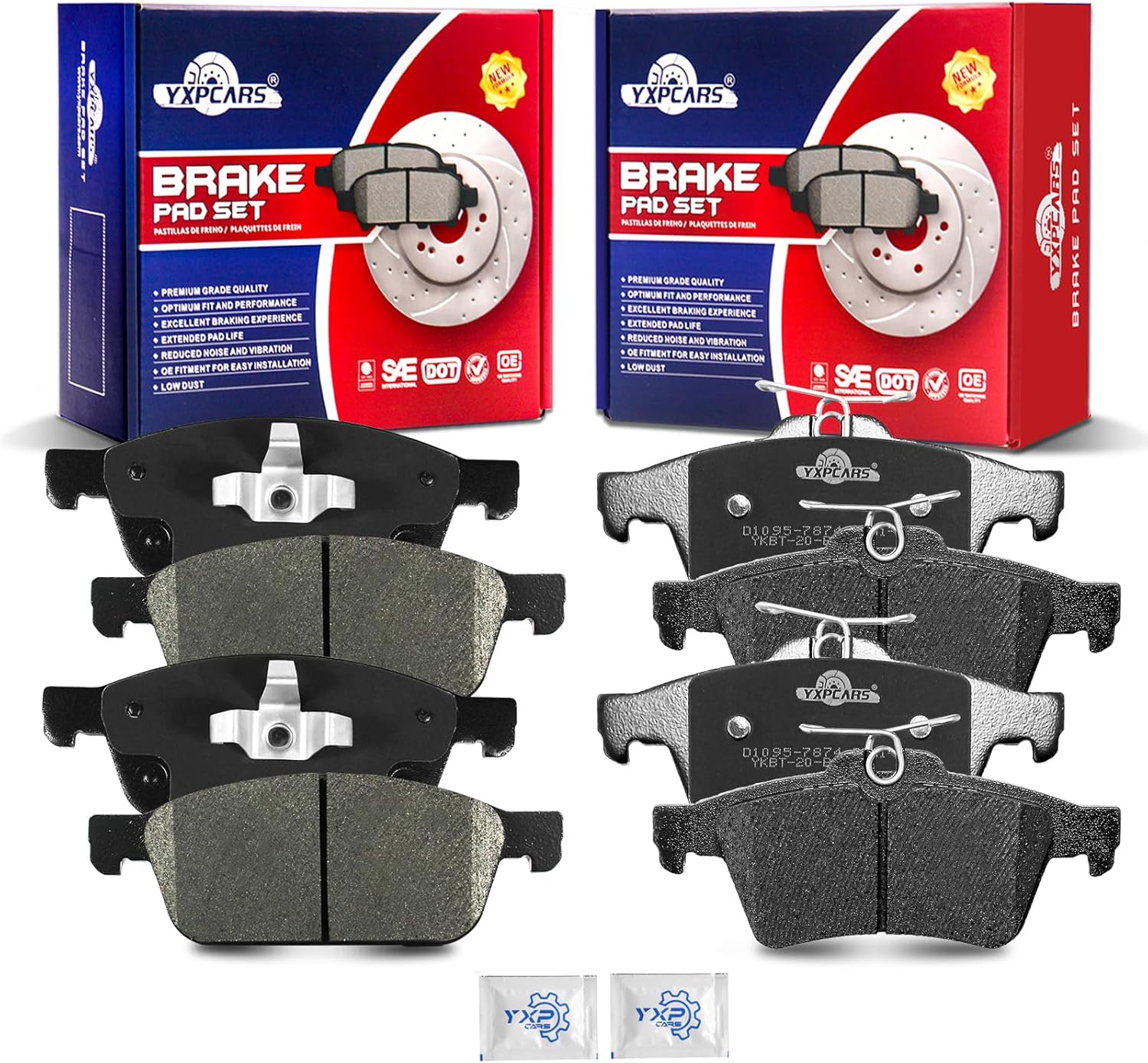 Ceramic Disc Brake Pads Set Front and Rear Replacement for Ford Escape 2013-2016 1.6L Awd/2.0L, Transit Connect 2015 2016 2017 2018 2019 2020 2021