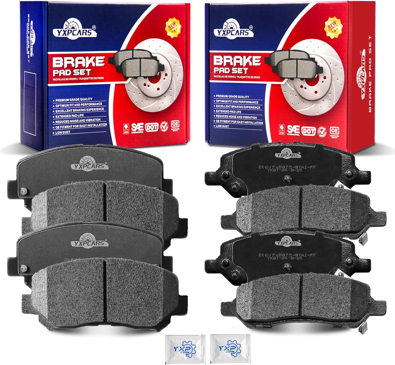 Front and Rear Ceramic Disc Brake Pads Set Replacement for Dodge Dart 2013 2014 2015 2016