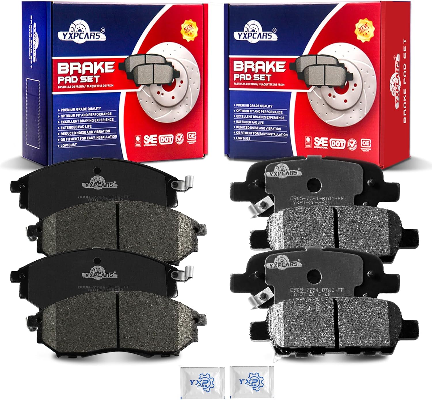 Front and Rear Ceramic Disc Brake Pads Set Replacement for Infi-ni-ti Ex35 Ex37 Fx35 Fx37 Fx45 G25 G35 G37 M35 M35H M37 M45 M56 Q70 Q70L Qx50 Qx70