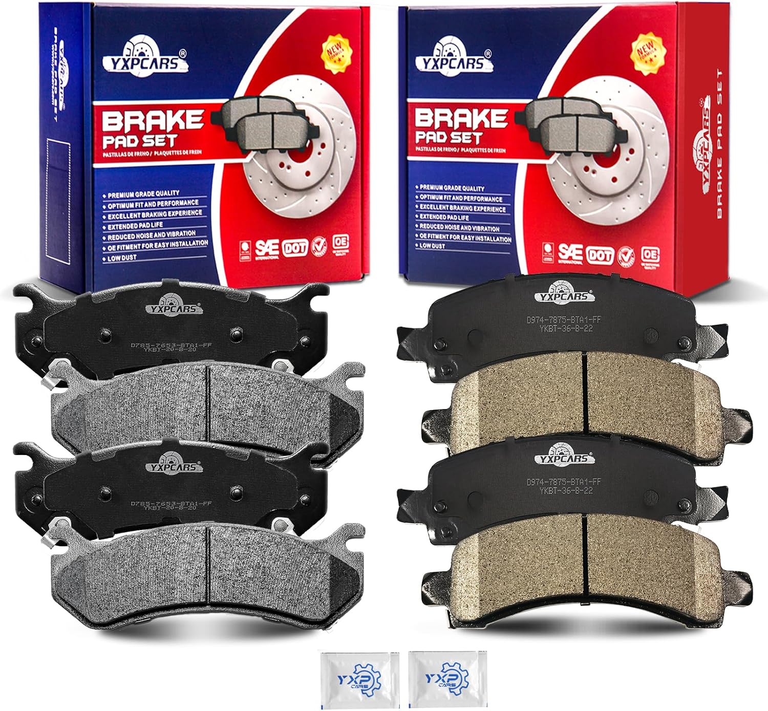 Ceramic Disc Brake Pads Set Front and Rear Replacement for Cadillac Escalade, for Chevry Avalanche 1500/ Express 1500/ Suburban 1500/ Tahoe, for Gmc Savana/Yukon/Yukon Xl 1500
