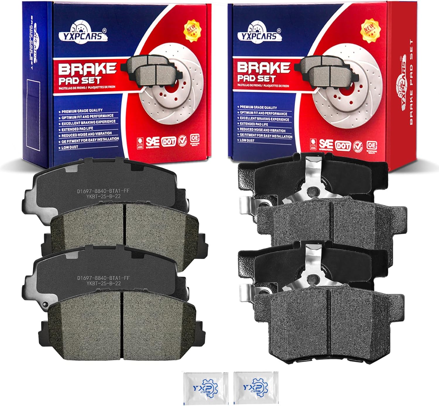 Ceramic Disc Brake Pads Set Front and Rear Replacement for ACURA RDX 2014 2016 2017 2018