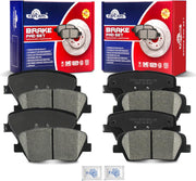 Ceramic Disc Brake Pads Set Front and Rear Replacement for Kia Sorento 2014-2015 With Red Painted Calipers