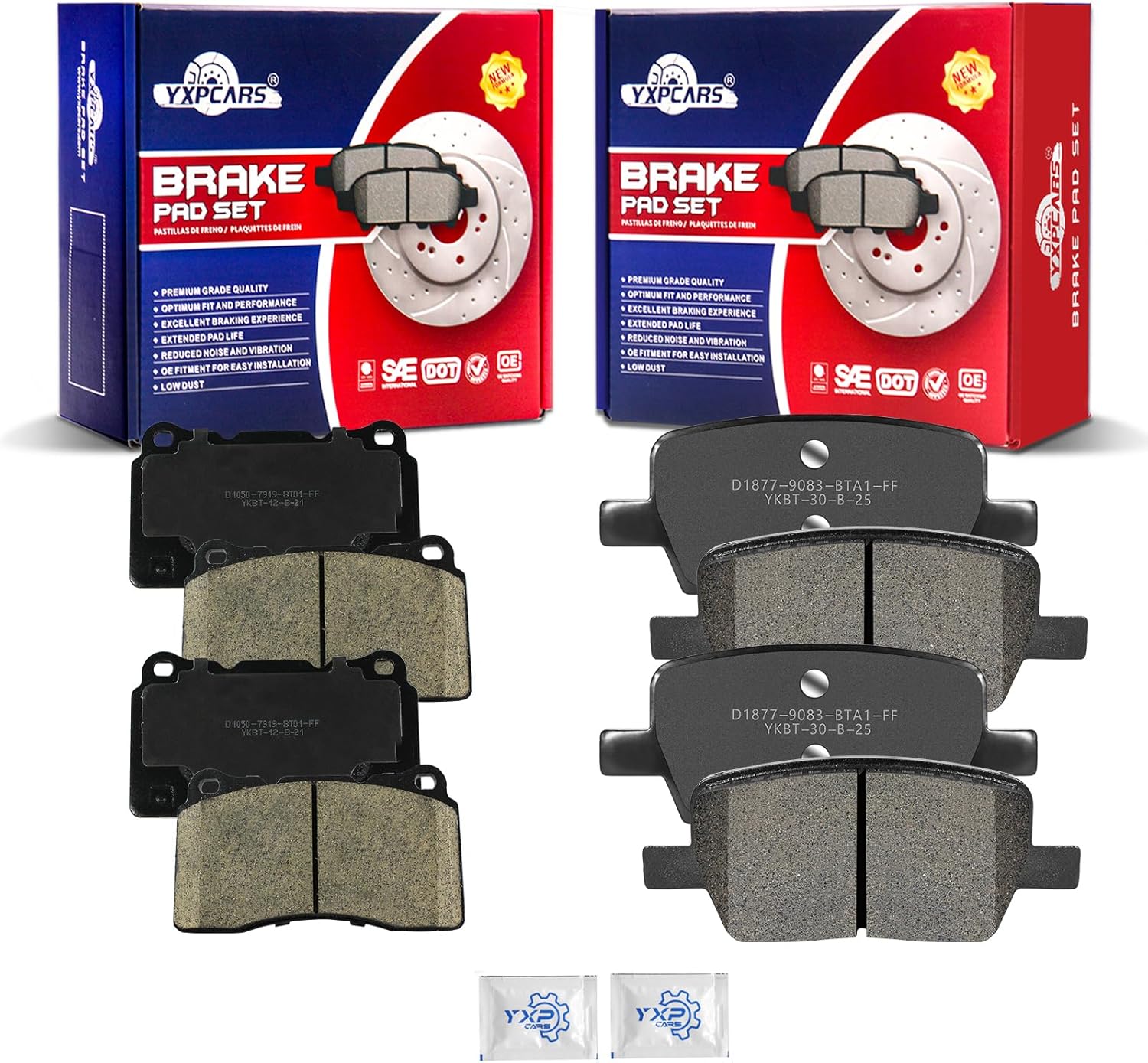 Ceramic Disc Brake Pads Set Front and Rear Replacement for Chevy Camaro 2016-2018 2.0L 3.6L / Camaro 2019 w/Rpo Code J55, Heavy Duty Brakes w/ 345.0 mm-Sport; Hd Antilock Brakes