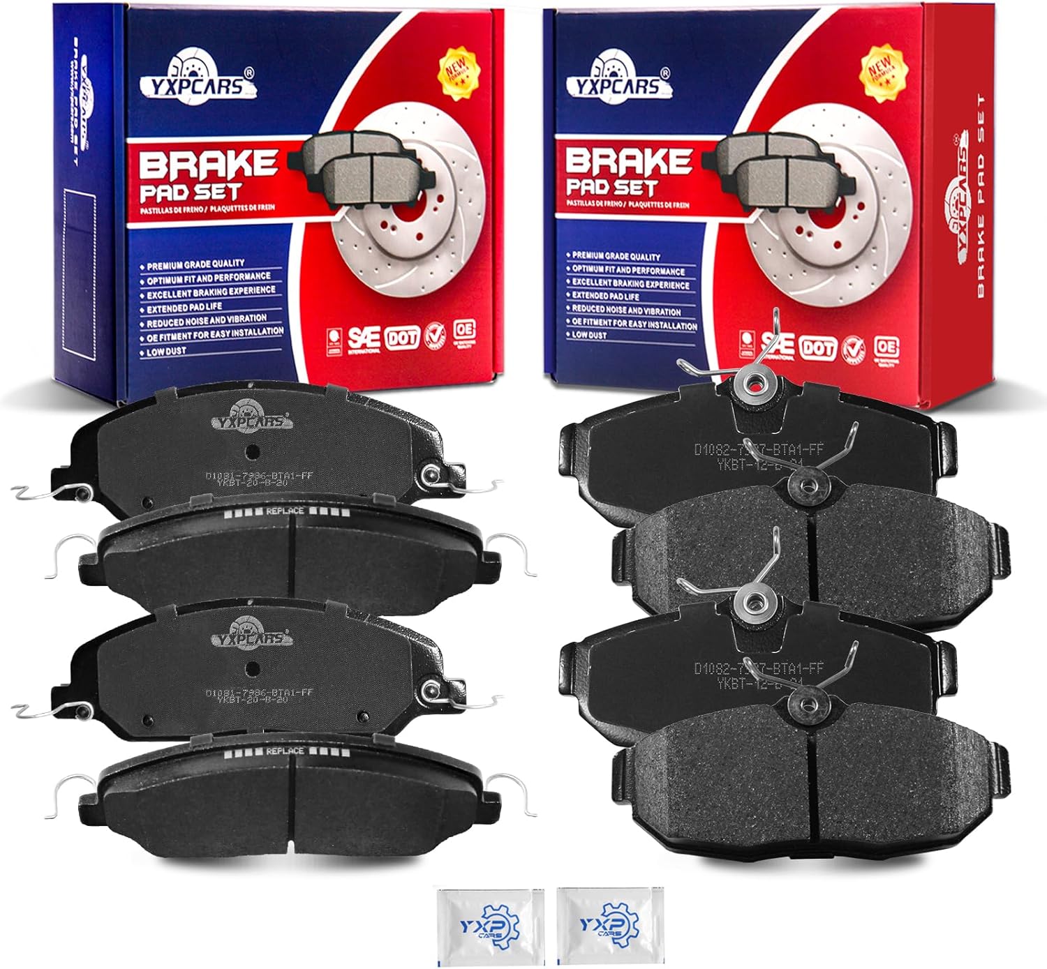 Front and Rear Ceramic Disc Brake Pads Set Replacement for Avanti Avanti 2005-2007, for Ford Mustang 2005 2006 2007 2008 2009 2010