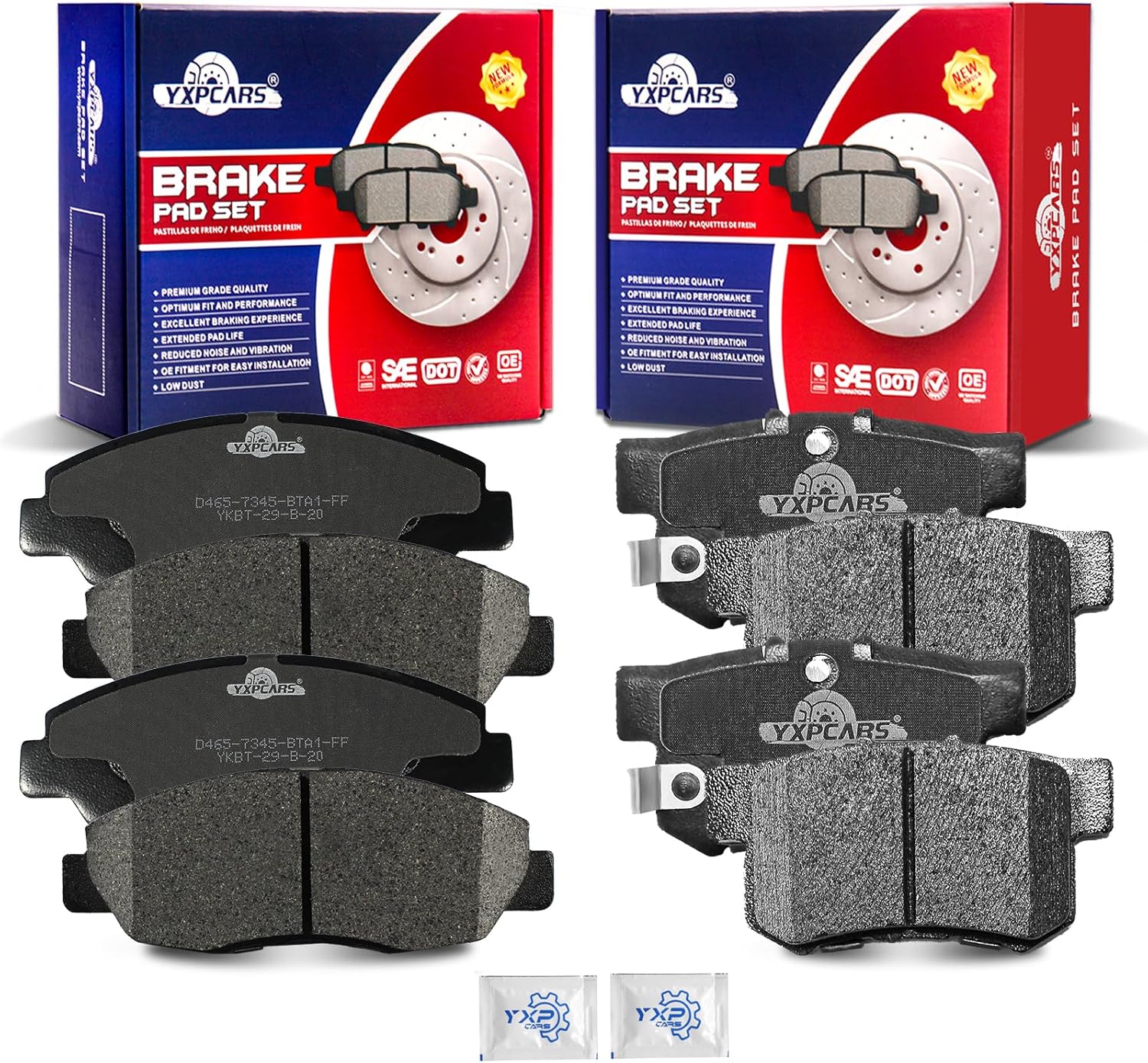 Front and Rear Ceramic Disc Brake Pads Set Replacement for Honda Accord 1998 1999 2000 2021 2002/ Civic 2002 2003 2004 2005 2006 2007 2008 2009 2010 2011, for Acura El 2001-2005