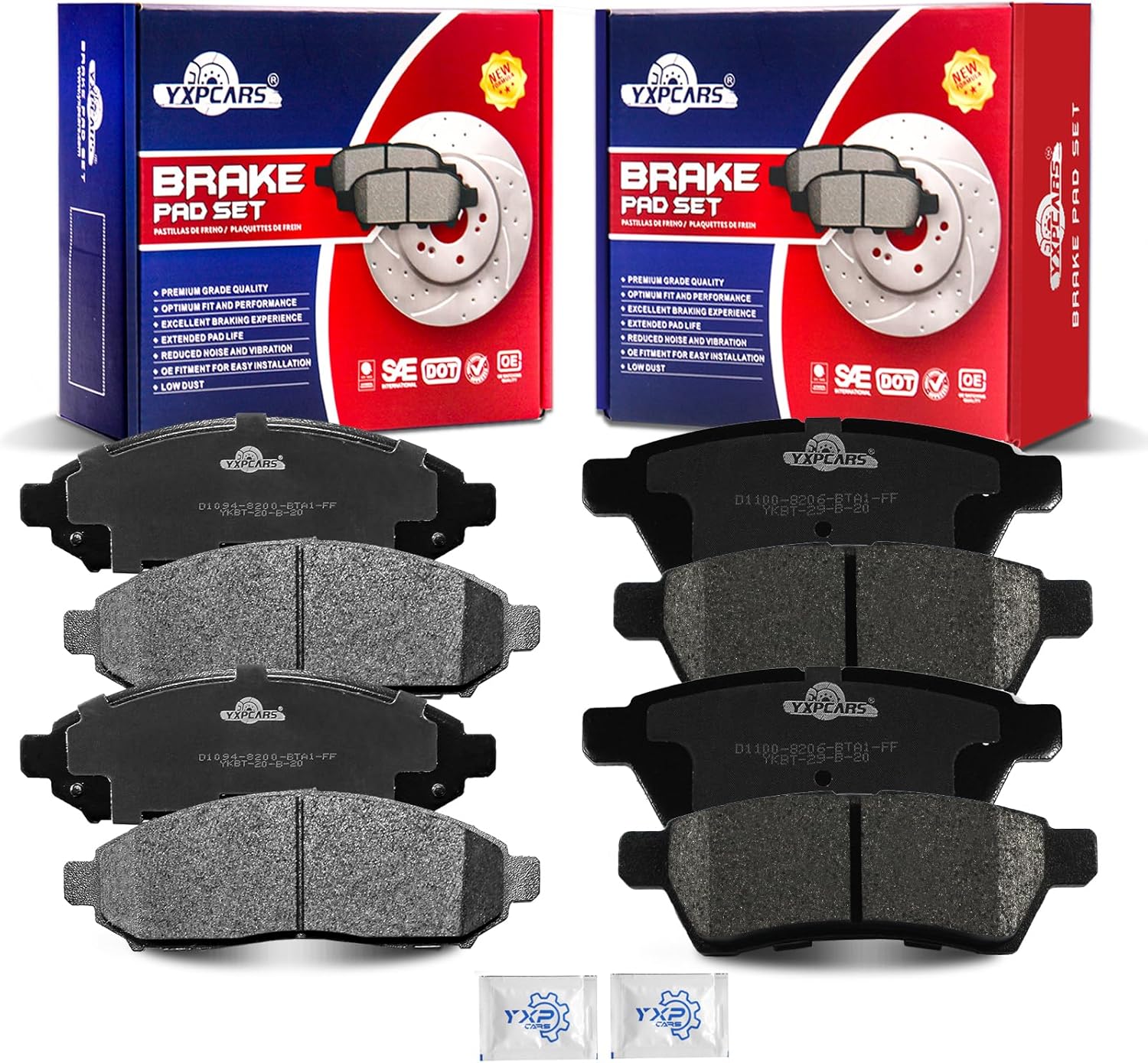 Front and Rear Ceramic Disc Brake Pads Set Replacement for Nissan Frontier 2005-2021 Xterra 2005 2008-2015,for Suzuki Equator 2009-2010/ Equator 2011-2012 4.0L