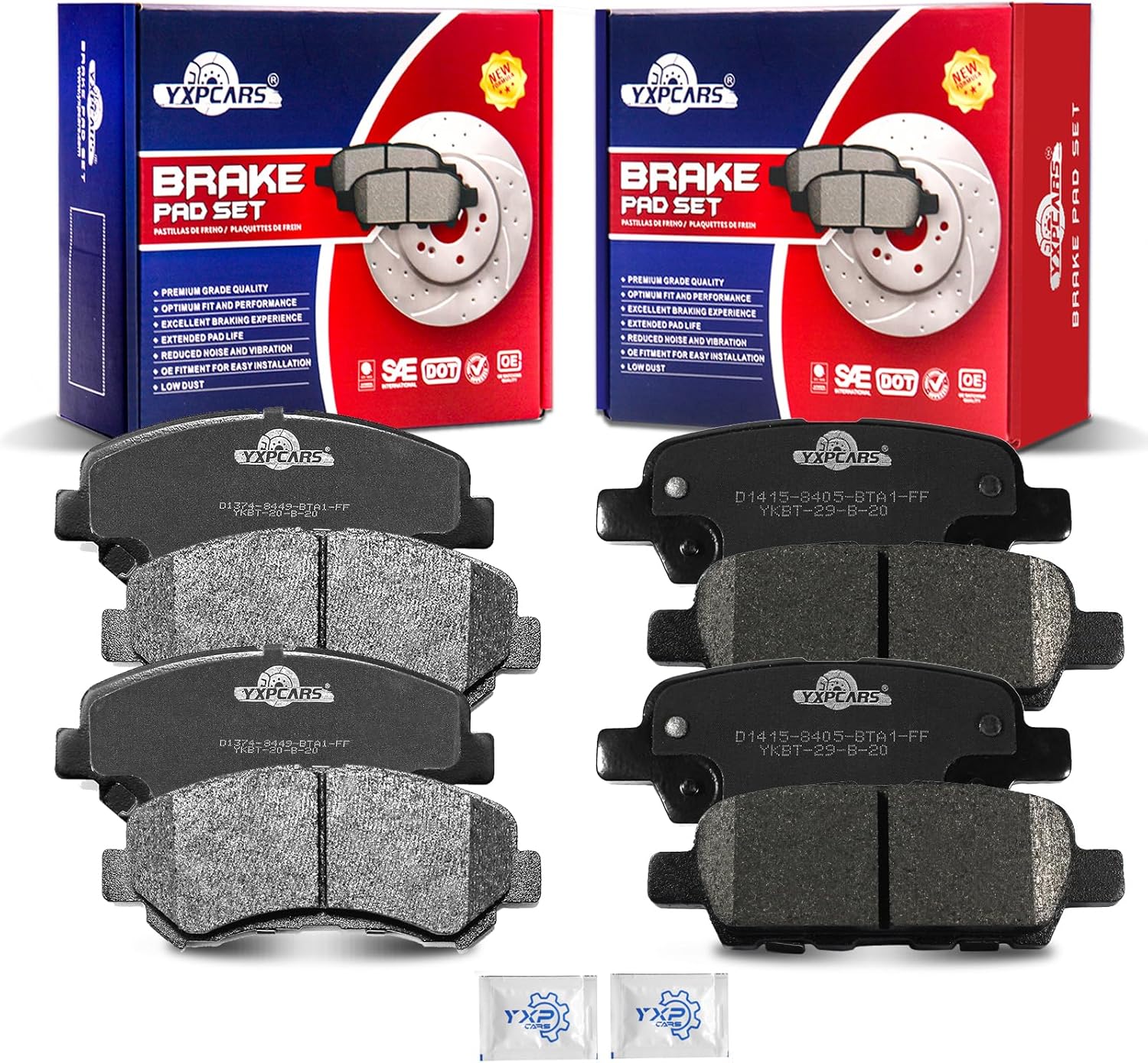 Front and Rear Ceramic Disc Brake Pads Set Replacement for Nissan Rogue 2008-2013 X-Trail 2008-2012 Maxima 2009 2010 2011 2012 2013 2014 2015 2016 2017 2018 2019 2020 2021 2022