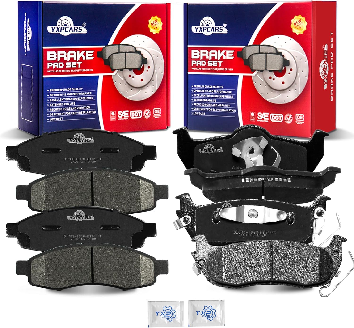 Front and Rear Ceramic Disc Brake Pads Set Replacement for 2004 2005 Infiniti QX56, 2005 2006 Nissan Armada,2004 Nissan Pathfinder Armada 2004-2007 Titan