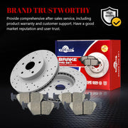 Front & Rear Drilled Slotted Rotors and Ceramic Disc Brake Pads Kit for Ford F-250 Super Duty 2014-2022, F-350 Super Duty 2013-2014 2017-2022 with Single Rear Wheels (4Wd)