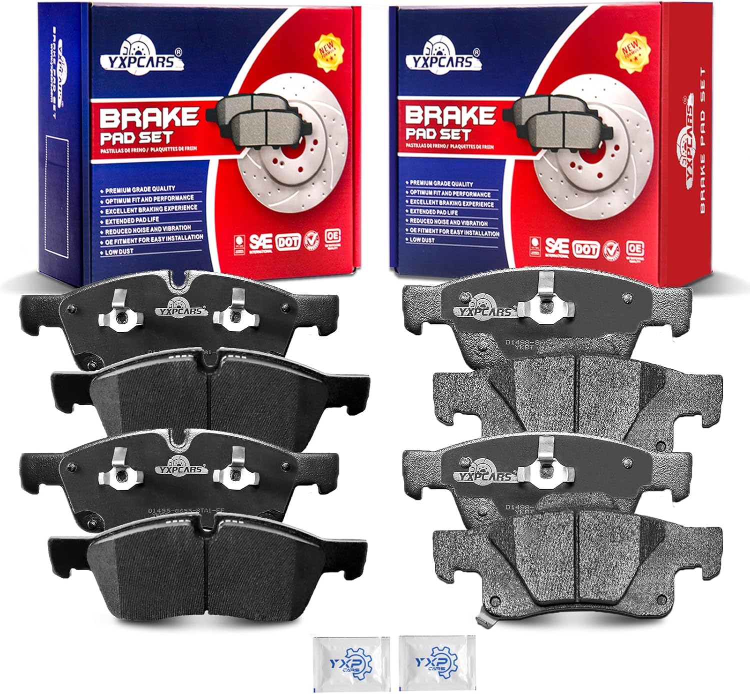 Front and Rear Ceramic Disc Brake Pads Set Replacement for 2011 2012 2013 2014 2015 2016 2017 2018 2019 2020 Durango 2011-2016 Grand Cherokee