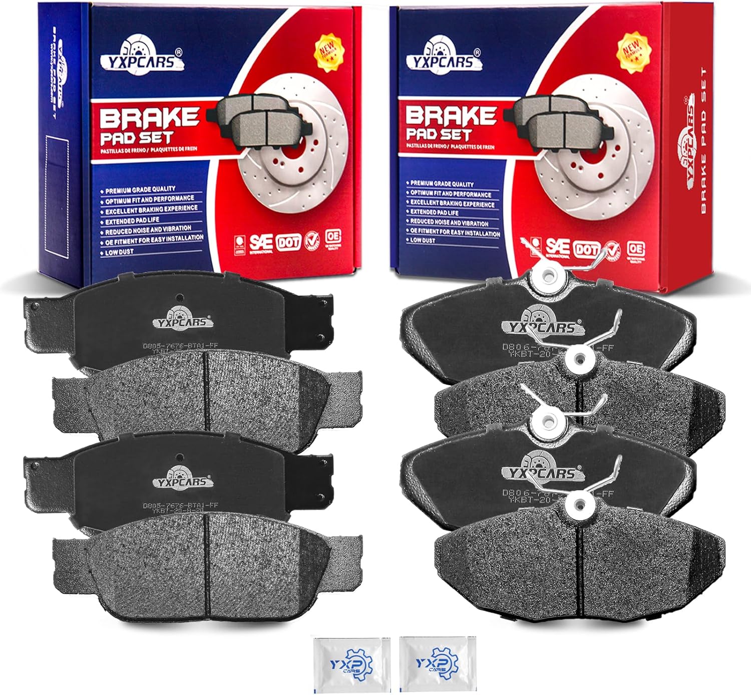 Front and Rear Ceramic Disc Brake Pads Set Replacement for Ford Thunderbird 2002-2005,for Jaguar S-Type 2000-2002 2004, for Lincoln Ls 2000 2001 2002 2003 2004 2005 2006