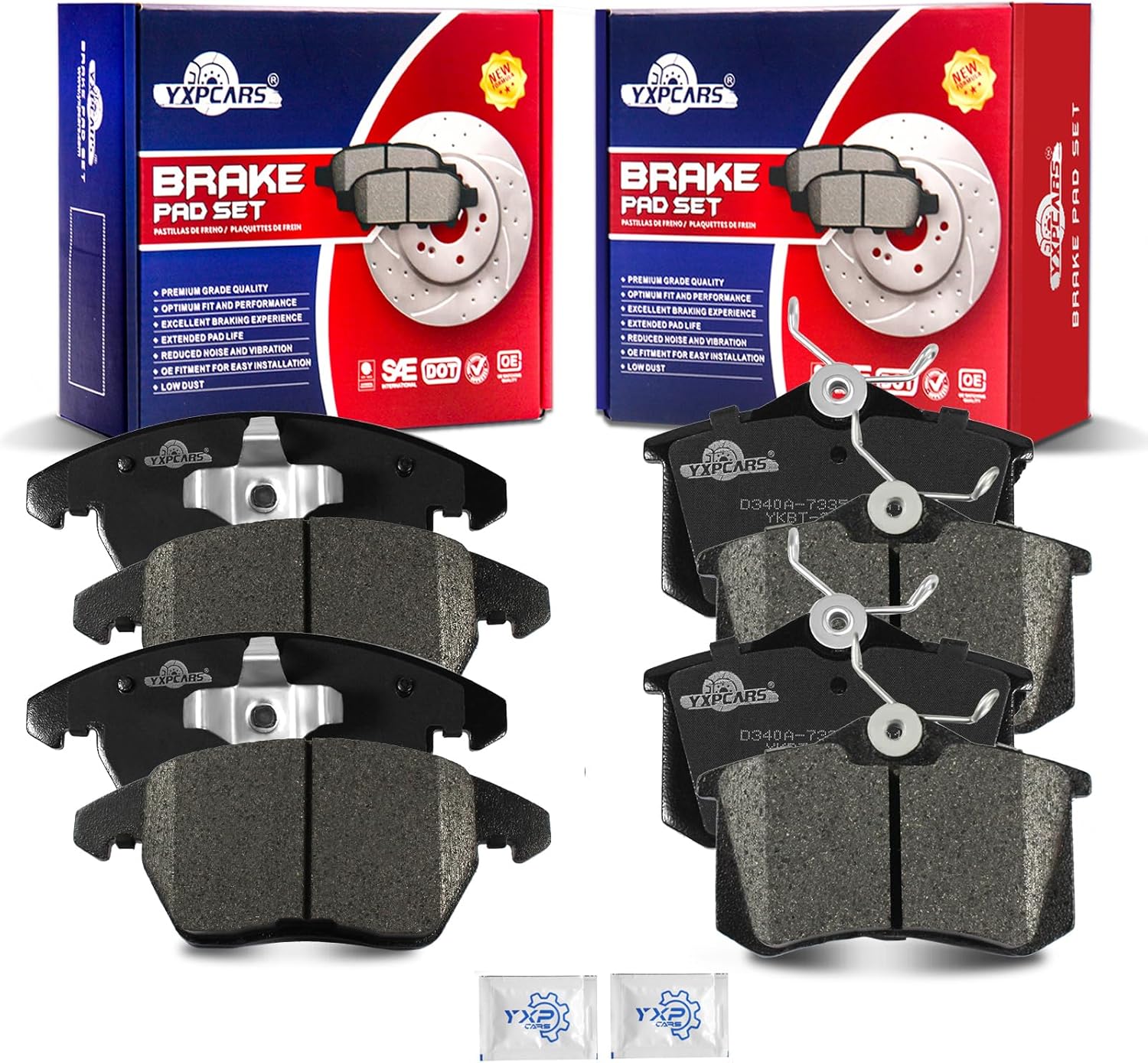 Ceramic Disc Brake Pads Set Front and Rear Replacement for Audi A3 2010 2.0L Diesel/ A3 2011-2012 Tdi, for Volkswagen Golf 2010-2013 2.5L/ Jetta 2011-2013 2.5L Na Wagon