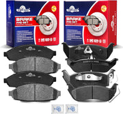 Ceramic Disc Brake Pads Set Front and Rear for Ford Crown Victoria 2003-2011, for Lincoln Town Car 2003-2011 Excluding Limousine, for Mercury Grand Marquis 2003-2011/ Marauder 2003-2004