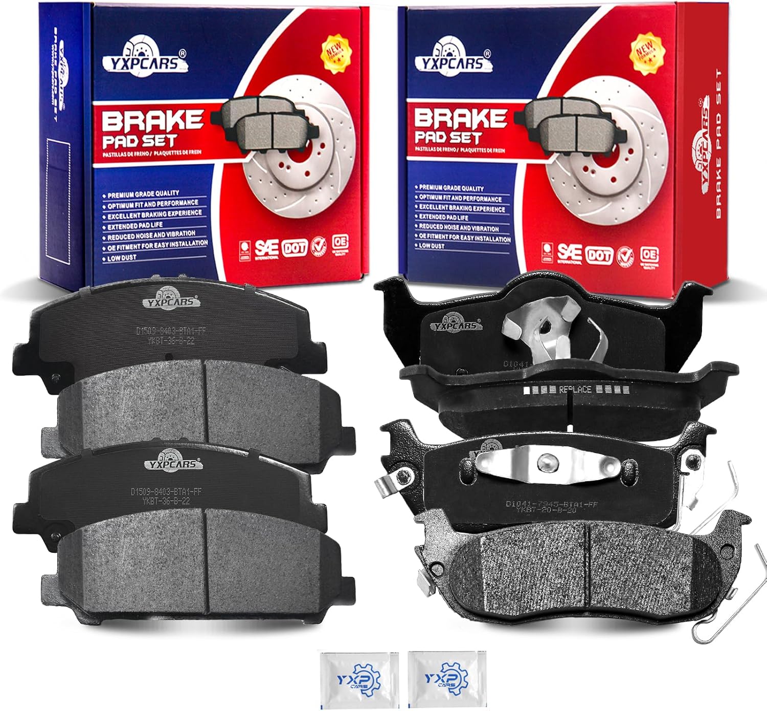 Ceramic Disc Brake Pads Set Front and Rear Replacement for Infiniti Qx56 2007-2010, for Nissan Armada 2006-2015/ Titan 2008 2009 2010 2011 2012 2013 2014 2015