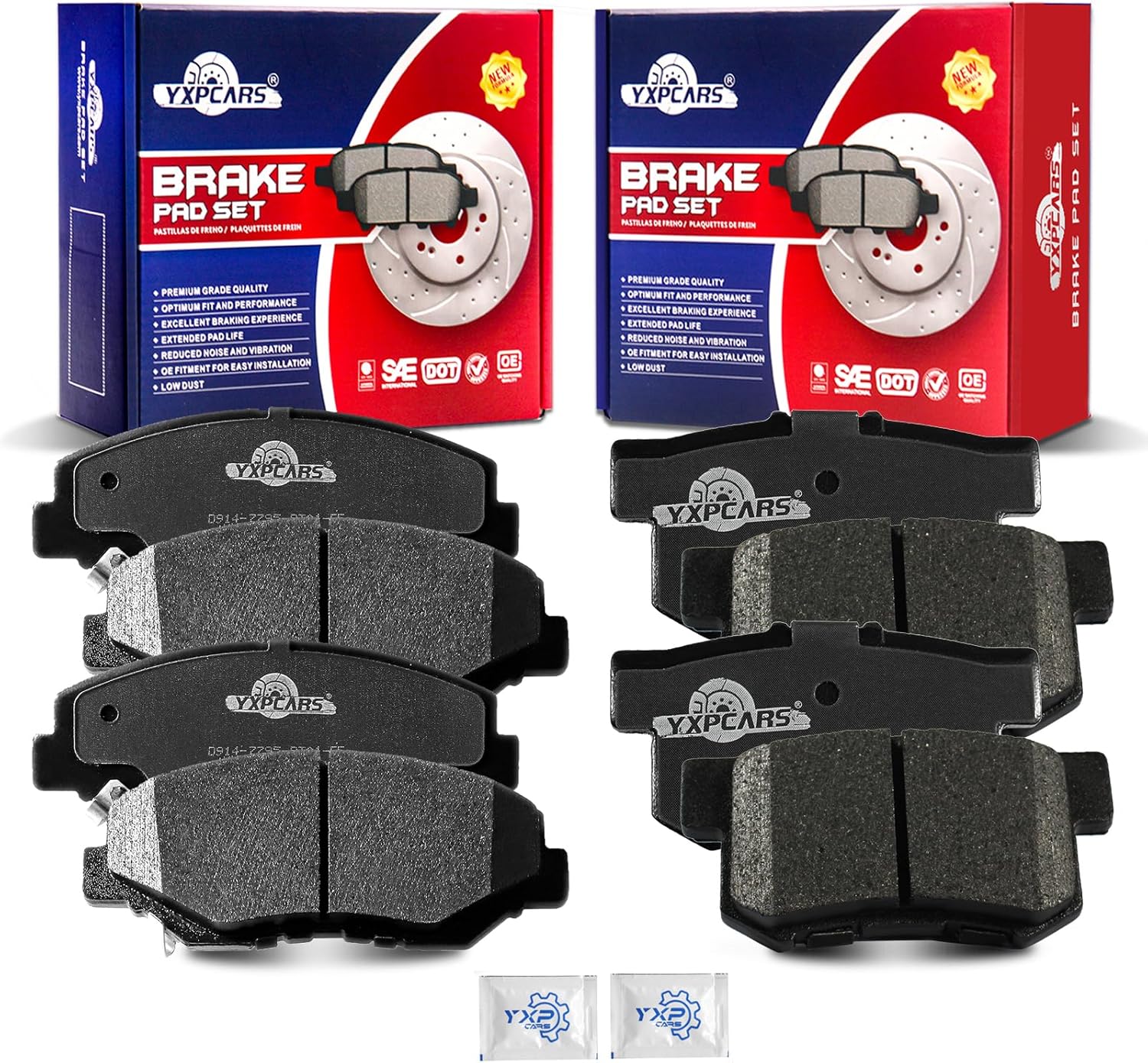 Front and Rear Ceramic Disc Brake Pads Set Replacement for Hon-da Cr-V 2002-2004, for Element 2003 2004 2005 2006 2007 2008 2009 2010 2011