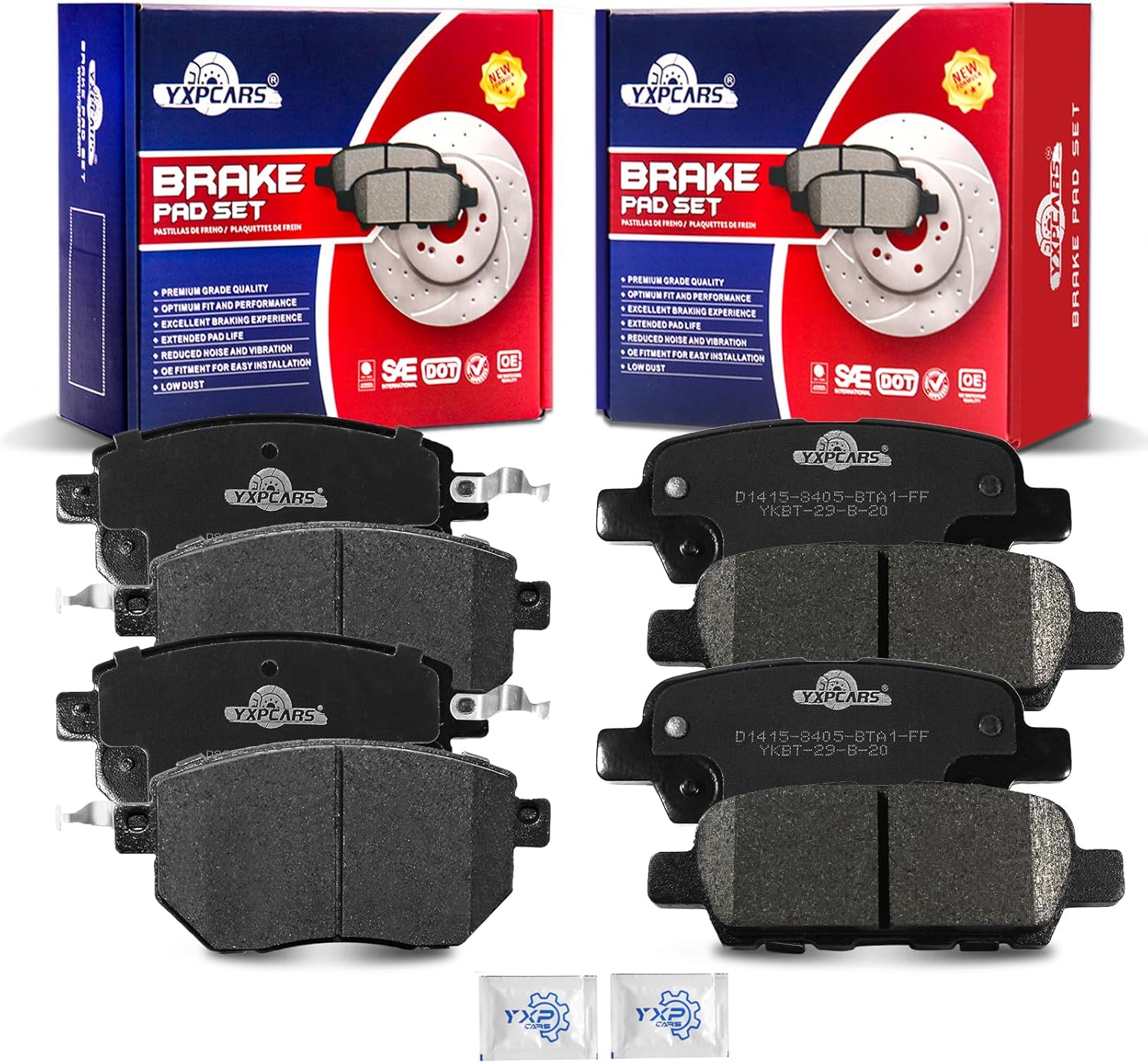 Front and Rear Ceramic Disc Brake Pads Set Replacement for Nissan Murano 2009 2010 2011 2012