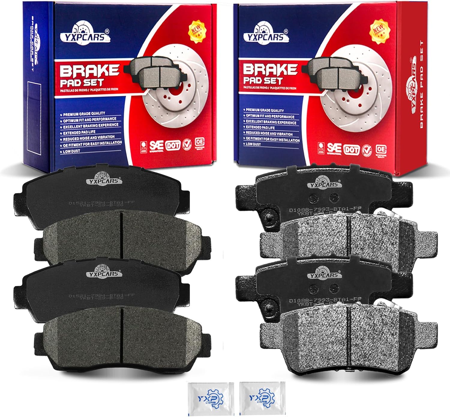 Front and Rear Ceramic Disc Brake Pads Set Replacement for Honda Odyssey 2005 2006 2007 2008 2009 2010